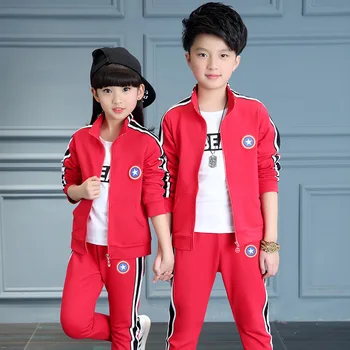 Kids boys and girls spring & autumn two sets of 2017 new baby boy fashion clothing big virgin suit 6/7/8/9/10/11/12/13 years