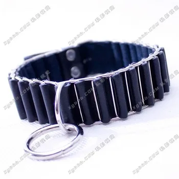 3pc/set black eather meal Heavy Duty handcuffs for sex legcuffs with chain bdsm collar sex adult collars bdsm Bondage harness