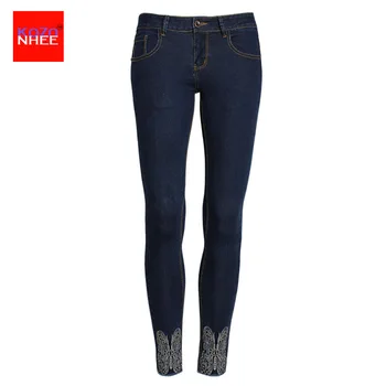 Stretching Women`s Jeans with Embroidery High Waist Stretch Skinny Pants Pencil Jeans For Women cases