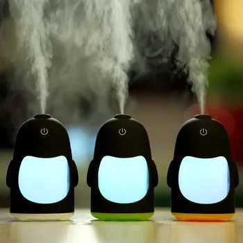 3 Color Portable Penguin Humidifier Mini Night Light USB Air Purifier Mist Maker