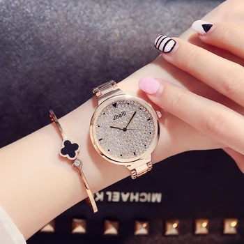 Luxury Rose Gold Watches Women Quartz Wristwatches with Box Full Steel Rhinestone Bracelet Watch Ladies donna Feminino Relojes