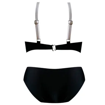 2017 Summer New Sexy Black Sexy Cross Top and Panty Bikini Set Women Swimwear Swimsuit Beach Low Waist Triangle Bathing Suits