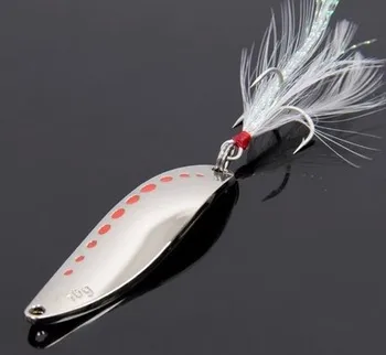 10g/15g/20g Metal Spinner Fishing Lure Spoon Hard Baits Sequins Noise Paillette with Feather Treble Hook Tackle