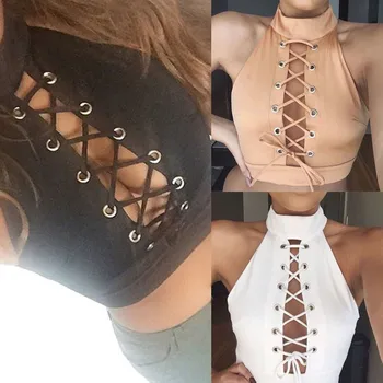 Brazilian Printed Summer Beach Suit Ladies Round Neck Sleeveless Tee Shirt Crop Tops Blouse Women Swimsuit Neoprene Bikini