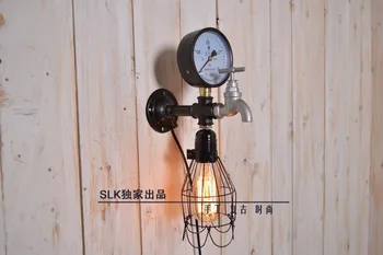 American Retro Industrial Edison Waterpipe Water-flowmeter Tap Loft Wall Light Cafe Bar Culb Bedroom Hall Vintage Iron Lamp