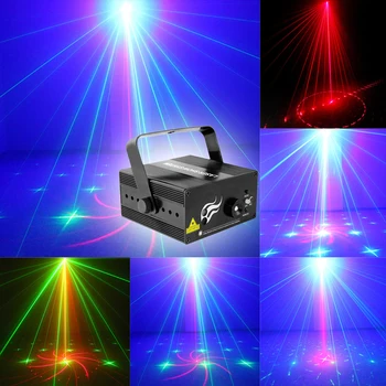 Hight Quality 2-way Sound Active & AUTO Control SUNY 2 Lens 18 Patterns RG BLUE LED Stage laser Lighting DJ Light