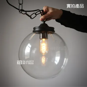 20CM Glass Ball Vintage Stytle Industrial Ceiling lamp Pendant Droplight Cafe Bar Coffee Shop Bedside Hall Way Store Shop Club