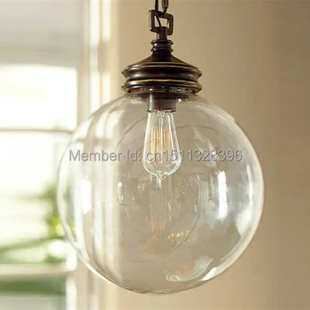 20CM Glass Ball Vintage Stytle Industrial Ceiling lamp Pendant Droplight Cafe Bar Coffee Shop Bedside Hall Way Store Shop Club