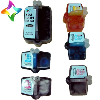 Chinese ink cartridges 2016 New [Hisaint ink] 6 Refillable ink cartridge for HP 02 C5180 C6180 D7360 Classic cartridges
