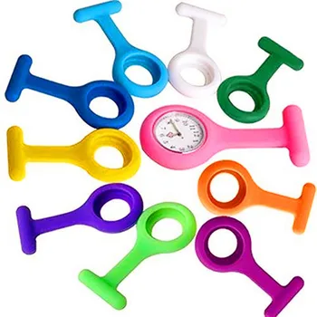 10pcs Silicone Nurse Brooch Fob Women Children Watch With Different Colors & FREE BATTERY Fashion