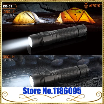 Free JETBeam NITEYE KO-01 Cree XP-L led 1080 lumen Tactical flashlight 1080 lumen side switch torch have 18650 battery gift