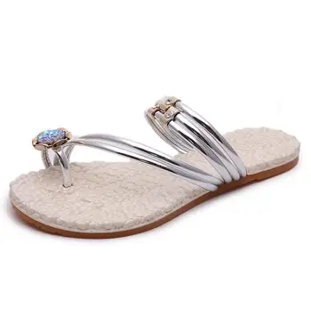 Spring and summer fashion women slippers new fashion lady's slippers crystal Non-slip bottom flat Female slippers