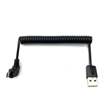 Micro usb male 90 degree Right angled to usb male spring Retractable stretch cable sync data charge for samsung HTC LG Huawei 1m