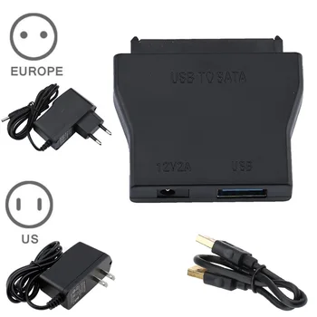 New USB 3.0 to SATA Converter Adapter Cable for 2.5 3.5 HDD SSD 12V Power Supply QJY99