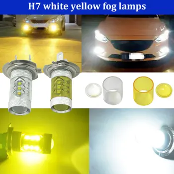 2pcs 2pcs 30/50/80W H7 LED Fog Light 6000K White 4300K Yellow Projector Driving DRL Bulb DXY