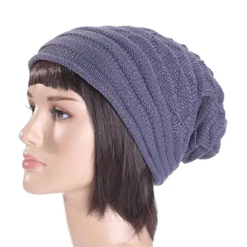 Fashion Autumn Winter Women Knit Crochet Beanie Solid Warm Baggy Hat Oversized Slouch Cap FS99
