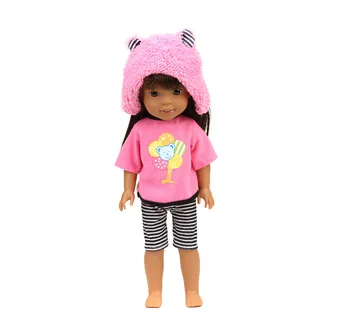 3pcs=Hat+T-shirt+Pants Doll Clothes Wear Fit 14.5 Inch American Girl Dolls Wellie Wishers,Children Birthday Gift AT207
