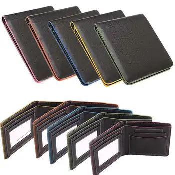 Men Wallet Short Skin Wallets Purse Fashion PU Leather Money Clips Solid Thin Wallet Gifts LBY2017