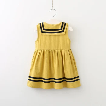 Newly Child Girls Striped Dress Summer Kids Pleated Sundress Little Girl School Uniform Dresses Toddler Beautiful Dress Clothes