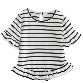 2-8Y Baby Girls T Shirt Summer Striped T-Shirt For Girl Cotton Girls Tops Candy Color Kids Blouse Baby Clothing