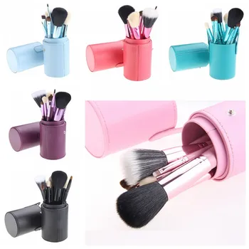 12Pcs Makeup Brushes + Container Tube Makeup Powder Foundation Eyeshadow Eyeliner Lip Brushes Set With Box