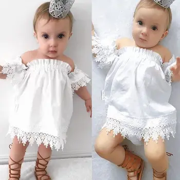Kids Baby Girls Clothes Dresses Princess Party Lace Top Casual Sundress White Brief Costume Dress Girl New Summer