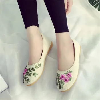 Women Flower chaussure femme Flats Cotton Fabric Casual Shoes Comfortable Round Flat Shoes Woman sandalias mujer