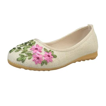 Women Flower chaussure femme Flats Cotton Fabric Casual Shoes Comfortable Round Flat Shoes Woman sandalias mujer