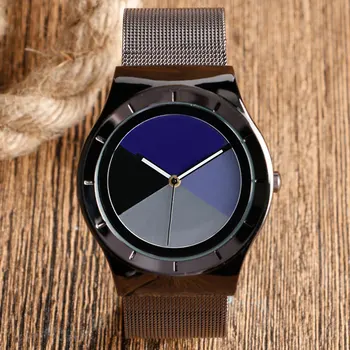 Modern Fashion Business Men Quartz Wristwatch 4 Colors Dial Mesh Stainless Steel Simple Casual Male Watches Gift