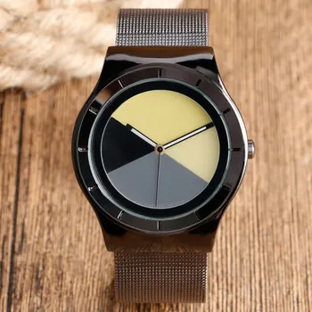 Modern Fashion Business Men Quartz Wristwatch 4 Colors Dial Mesh Stainless Steel Simple Casual Male Watches Gift