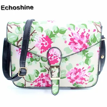 2016 flower print Women Fashion Print Handbag Shoulder Bag Large Tote Ladies Purse gift whoelsale bolsa feminine