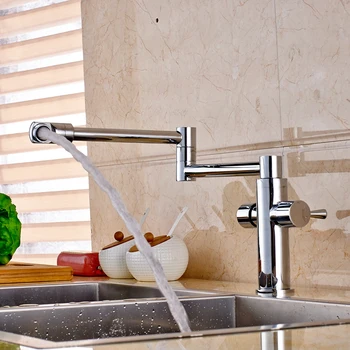 Creative Stretch Folding Neck bathroom kitchen Sinkfaucet Single Lever Chrome Kitchen Sink Washing Taps