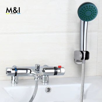 Bathroom Torneira Thermostatic Modern Widespread Bathroom 97167-42 Bathtub Roman Filler Faucet with Hand Shower Set