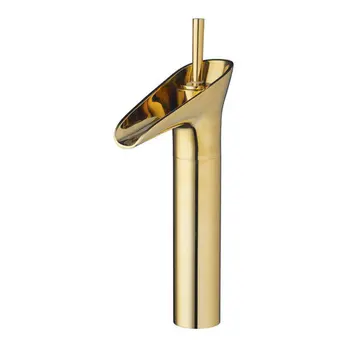 Golden Wineglass Waterfall Bathroom Deck Mounted 97120 Single Handle Sink Basin Faucets Torneira Faucets,Mixers Taps
