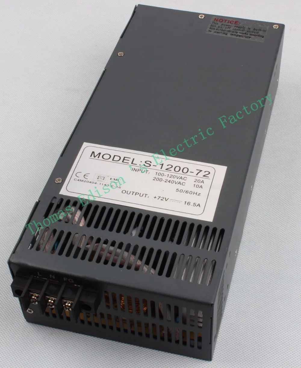 Switching power supply 1200W 72V 16.5A POWER SUPPLY for LED Strip light AC to DC power suply input 110v 220v S-1200-72