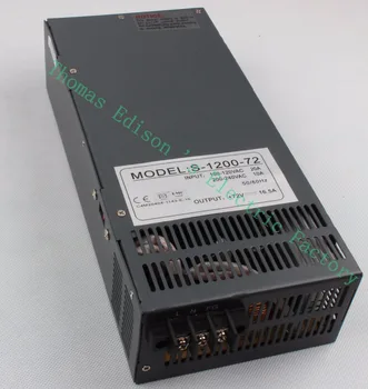 Switching power supply 1200W 72V 16.5A POWER SUPPLY for LED Strip light AC to DC power suply input 110v 220v S-1200-72