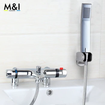 Bathroom Bathtab Thermostatic Modern Widespread Bathroom 97167-4 Bathtub Roman Filler Faucet with Hand Shower Set
