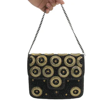 Milisente New Indian Evening Bag Handmade Beaded Full Stones Handbags Designer Clutch Bags Top Quality Black Party Purse