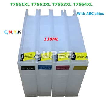 For Epson T7561XL T7562XL T7563XL T7564XL refill cartridges with auto reset chips Pro WF-8010DW WF-8090DW WF-8510DWF