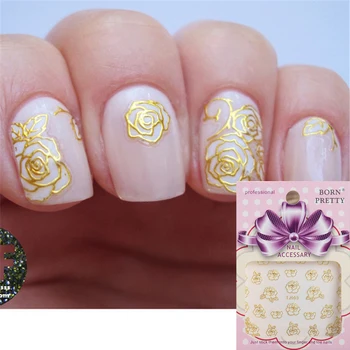 Hot-sell Gold 3D Nail Art Sticker Delicate Floral Patterned Sticker