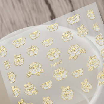 Hot-sell Gold 3D Nail Art Sticker Delicate Floral Patterned Sticker