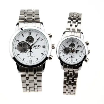 NARY Fashion Business Shock Resistant Stainless Steel Band Loves Couple's Sport Reloj Analog Quartz Luxury Men Watch 6070 1/PCS