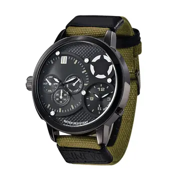2017 Men Quartz Watch Dual Time Clock Waterproof Hours Wristwatch Army Military Analog Watches For Husband Gift LL@17