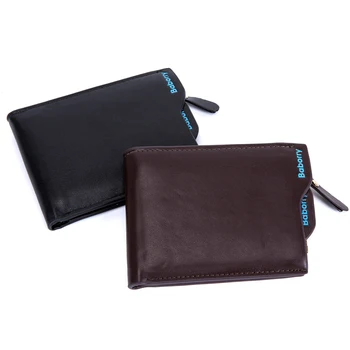 Men Short Vintage Wallets Balck Brown Bifold Wallet Male Designer Leather Card Holder With Zipper Coins Wallet Purses Pockets