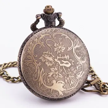 I Love Shanghai Vintage Retro Archize Antique Bronze Copper Unisex Quartz Pocket Watch Souvenirs Chain Clock Pendant Gift TD046