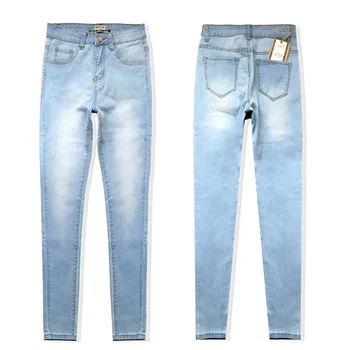 New sexy skinny high waisted sky blue jeans women casual pencil pants trousers full length plus size for womans feminina