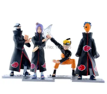 Anime Naruto Uzumaki Naruto Uchiha Madara Konan Uchiha Obito PVC Action Figures Collectible Model Toys Dolls 4pcs/set NTFG067