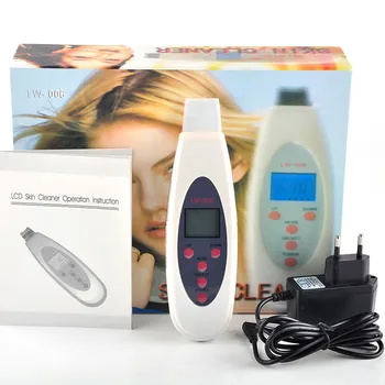 Portable LCD Ultrasonic Skin Cleaner Face Cleaning Acne Removal Spa Beauty Tool Facial Pores Clean Peeling Tone Lift LW 006