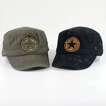 New Wolf and Star Camo Patrol Army Cadet Caps Top BDU Combat Baseball Flat Hats Man Black Camouflage Hunting Fatique Ranger Hat