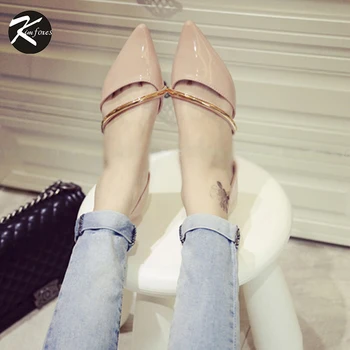 Kimfoxes 2017 Spring Autumn Women's Shoes Women Loafers Bling Surface Shallow Flats Women's Wedding Office Shoes Sandals 35-39